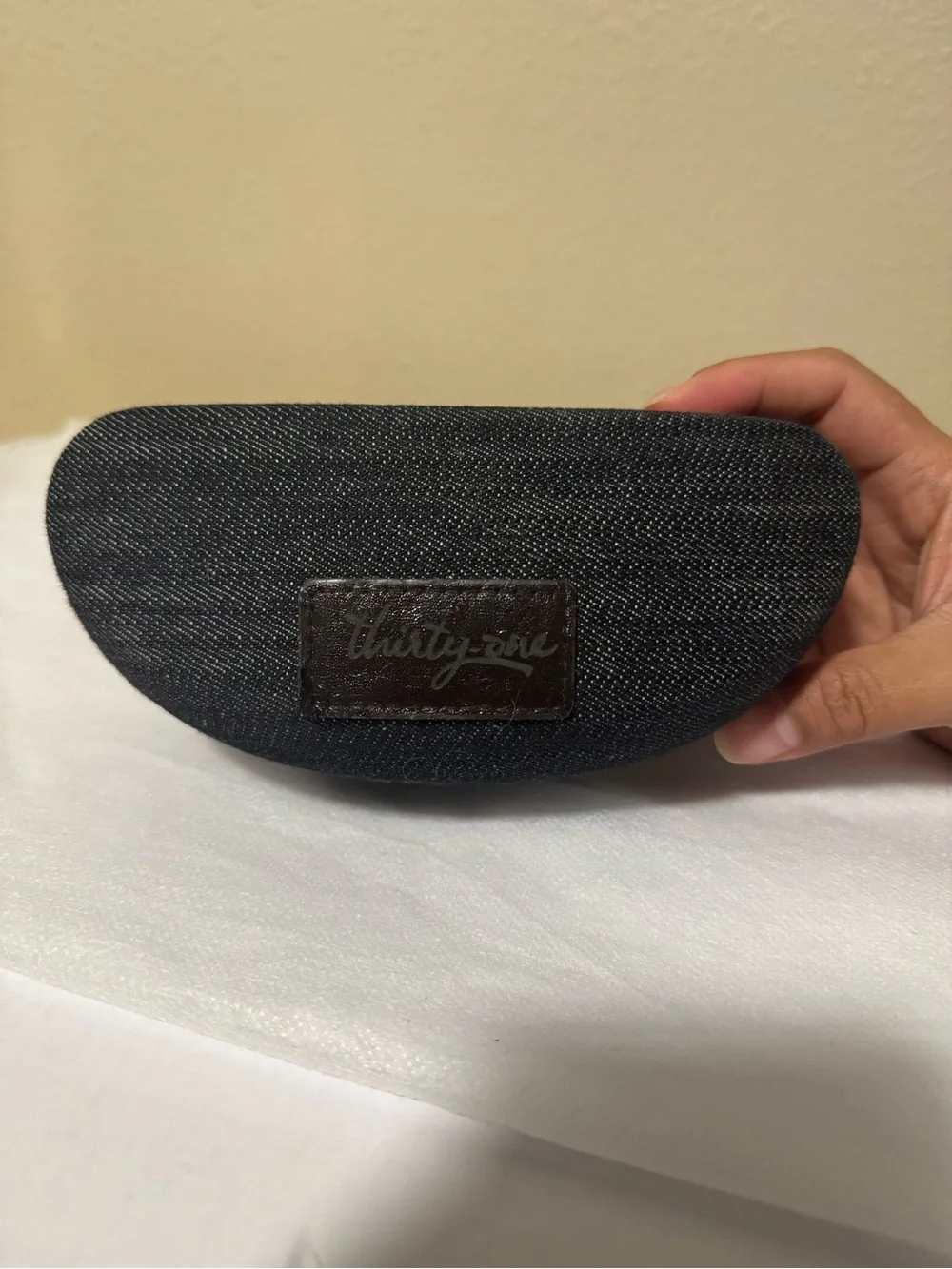 thirty-one Denim Sunglasses Case with Brown Logo Patch